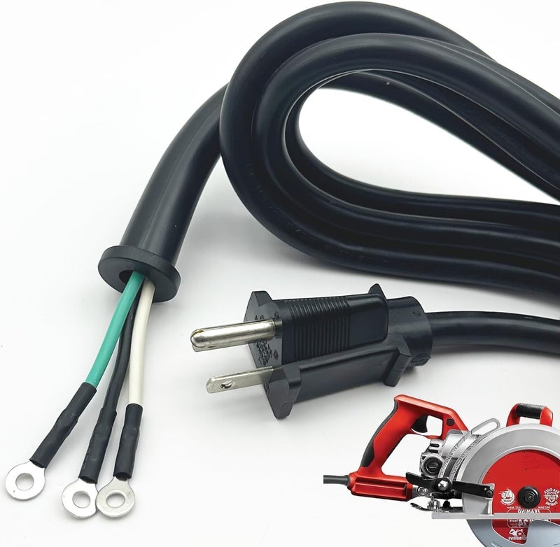 Ccedviery 95104L Heavy-Duty Replacement Power Cord for SKILSAW Worm Drive Saws SPT77WM, SPT77WML, SPT78W - 3 Pin, 8.2FT/2.5M Black Cord - Image 1